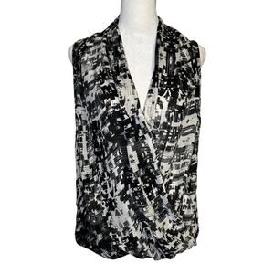 Parker black & white print sleeveless top size S